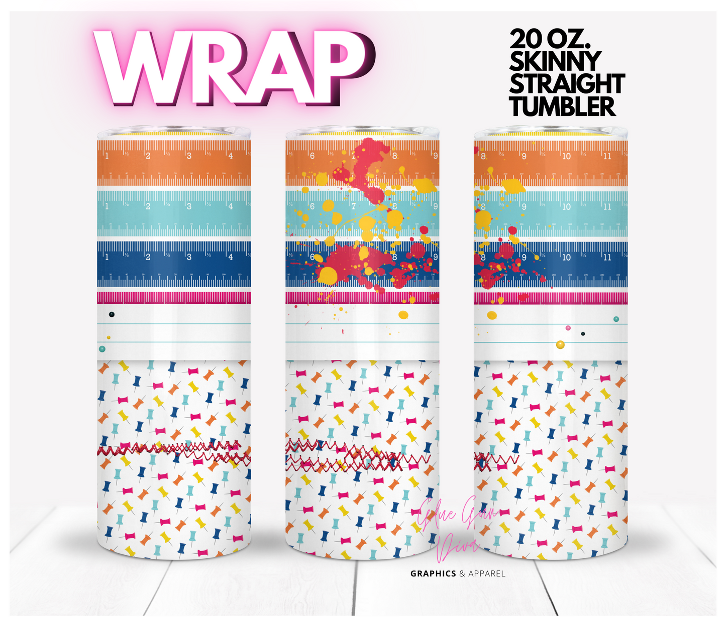 Back to the office / school -  Digital tumbler wrap for 20 oz skinny straight tumbler