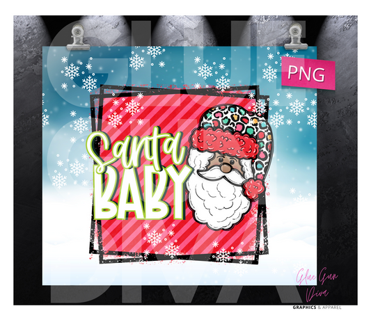 Santa Baby Skin Tone 2 - Digital tumbler wrap for 20 oz skinny straight tumbler