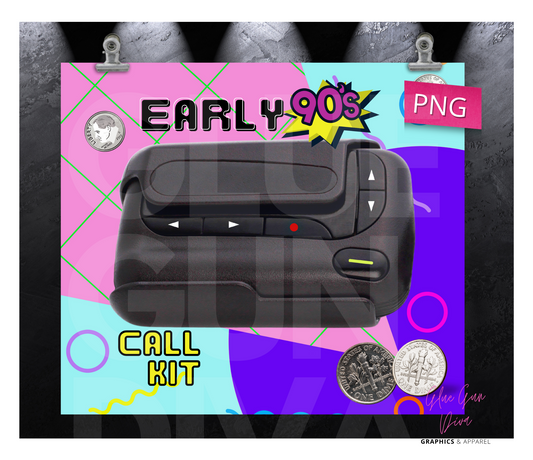 Early 90s Call kit-  Digital tumbler wrap for 20 oz skinny straight tumbler