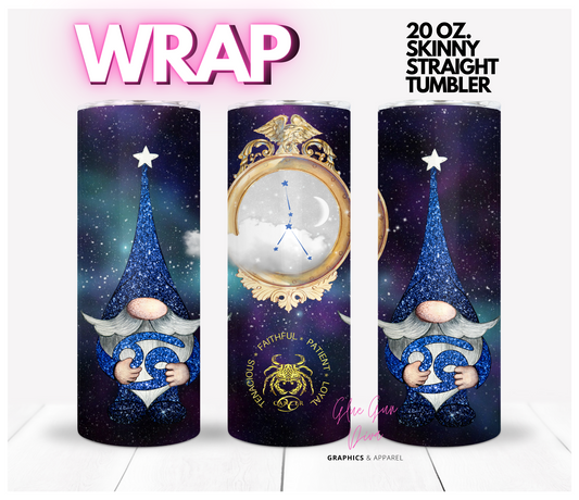 Gnomes Cancer Zodiac Sign -   Digital tumbler wrap for 20 oz skinny straight tumbler