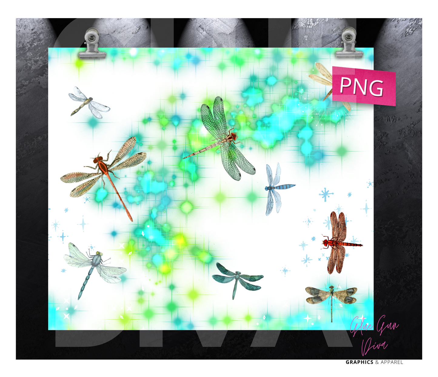 Dragonflies-Digital tumbler wrap for 20 oz skinny straight tumbler