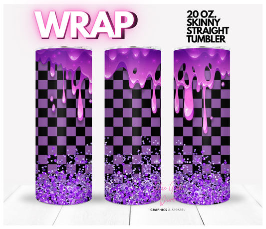 Purple Fun - Digital tumbler wrap for 20 oz skinny straight tumbler