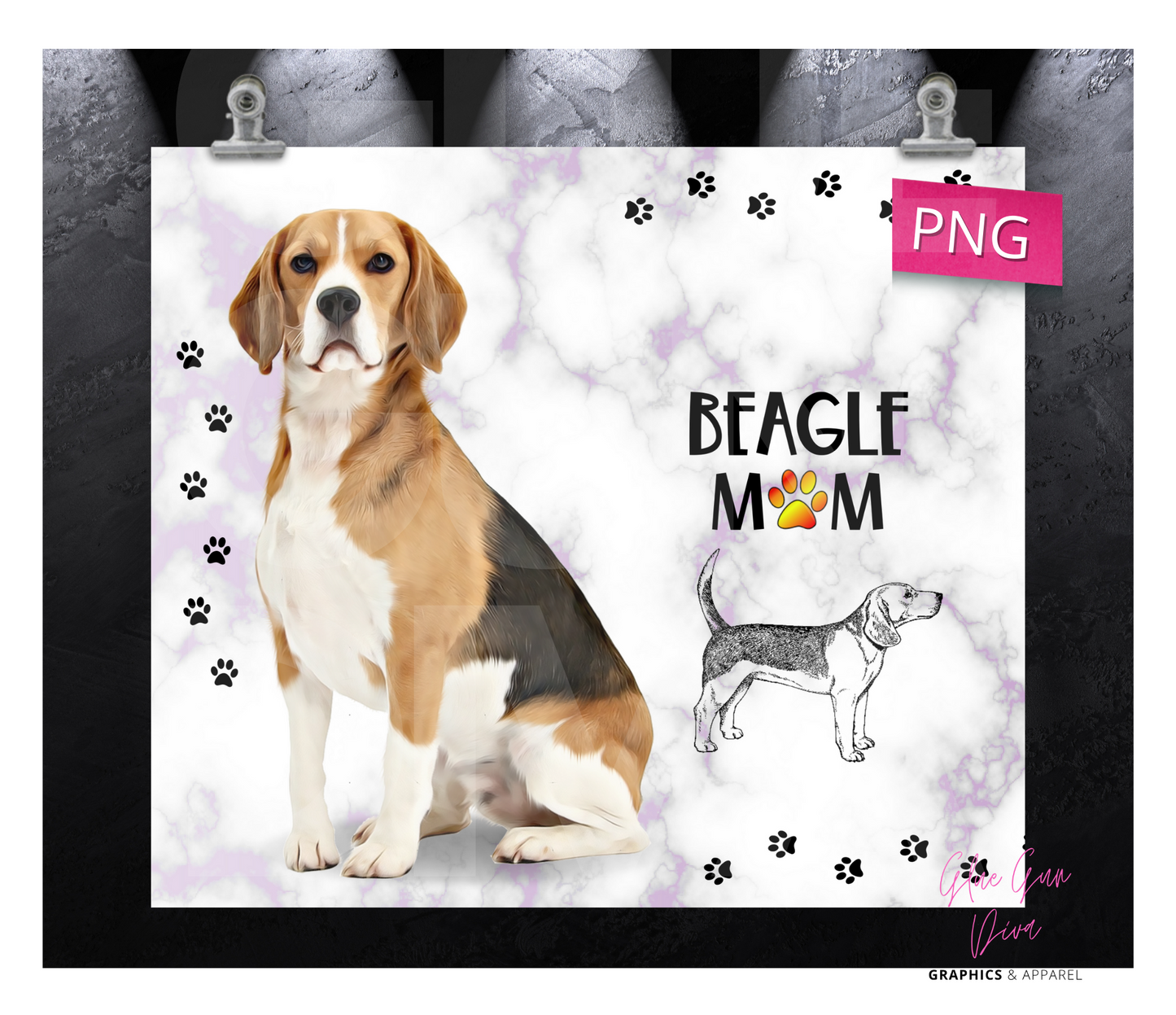 Beagle Mom-  Digital tumbler wrap for 20 oz skinny straight tumbler