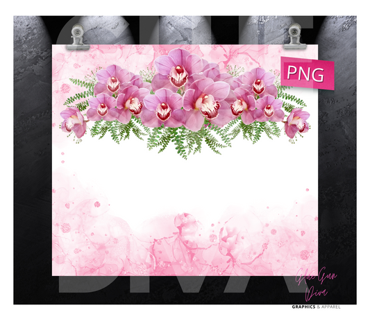 Pink Flower top- Digital tumbler wrap for 20 oz skinny straight tumbler