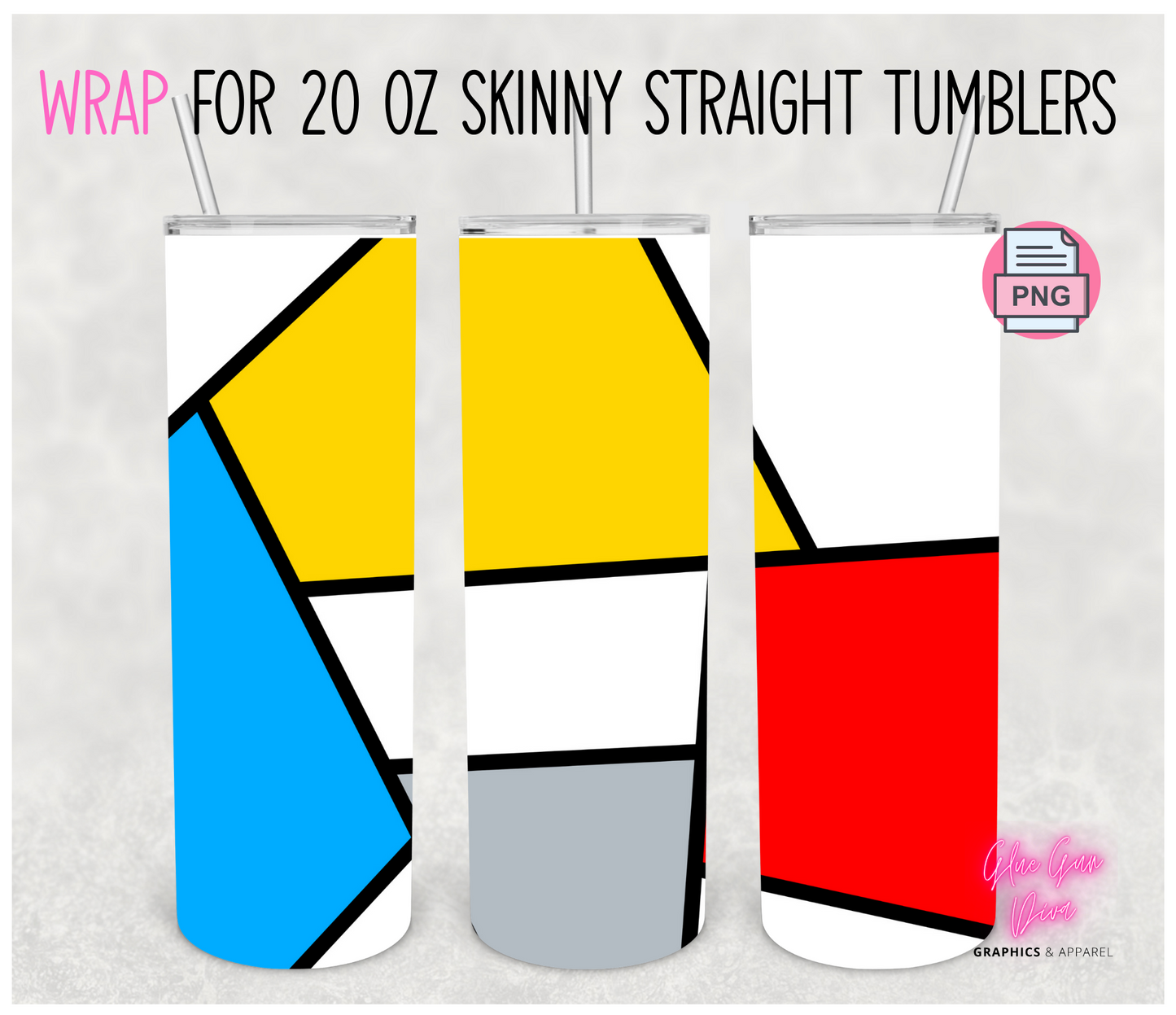 Geometrical Abstract-  Digital tumbler wrap for 20 oz skinny straight tumbler