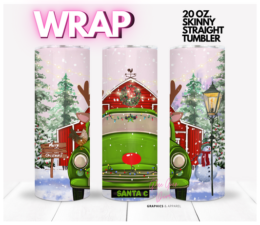 Santa's farm- Digital tumbler wrap for 20 oz skinny straight tumbler