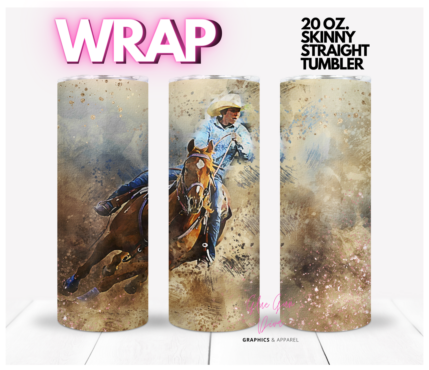 Cowboy Rodeo -  Digital tumbler wrap for 20 oz skinny straight tumbler