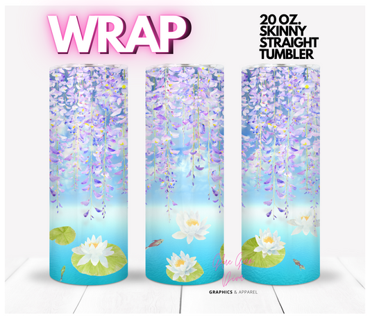 Water Lilies-   Digital tumbler wrap for 20 oz skinny straight tumbler