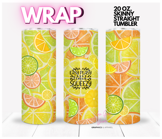 Easy Peasy Lemon - digital tumbler wrap for 20 oz skinny straight tumbler