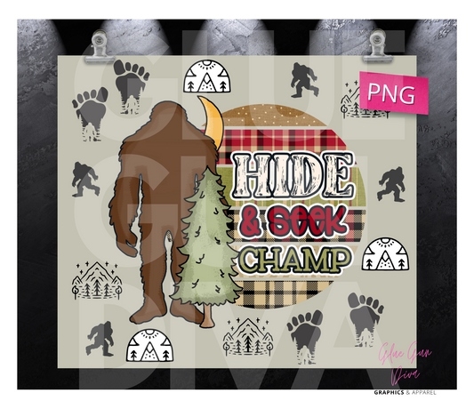 Hide and Seek Champ - Digital tumbler wrap for 20 oz skinny straight tumbler