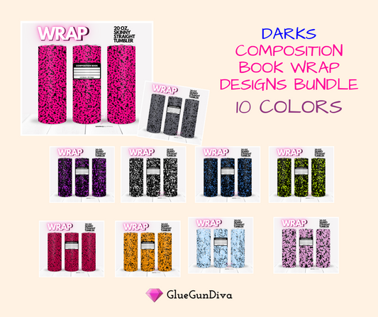 DARKS Composition Book Wrap Designs BUNDLE - 10 images