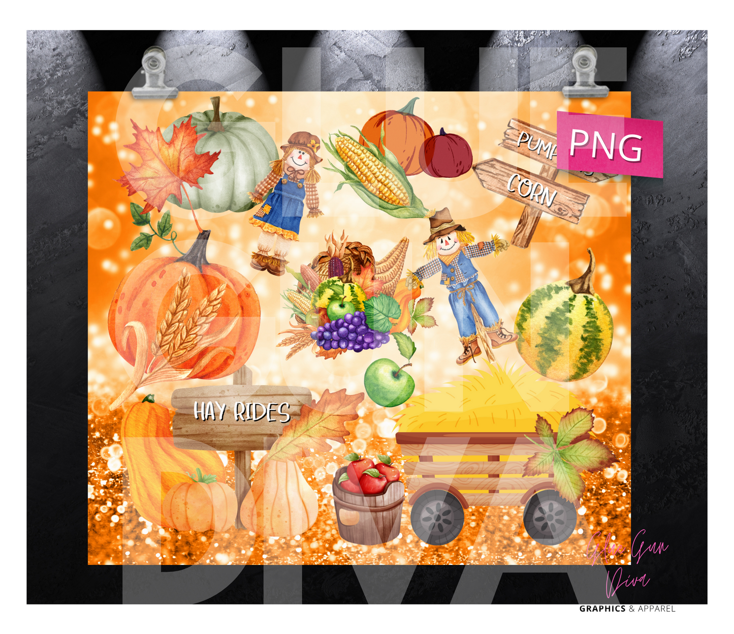 Fall Fun - Digital tumbler wrap for 20 oz skinny straight tumbler