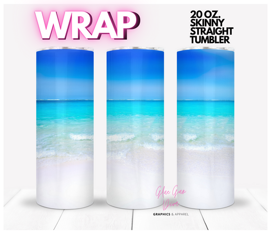 White Beaches - Digital tumbler wrap for 20 oz skinny straight tumbler