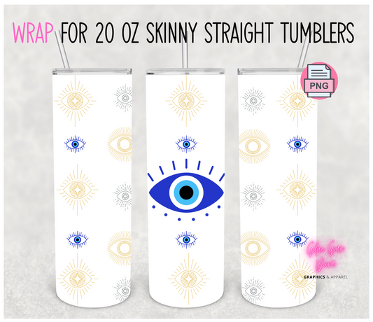 Evil Eye- Digital tumbler wrap for 20 oz skinny straight tumbler