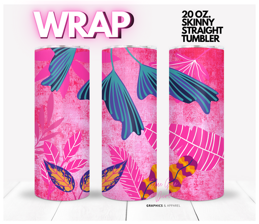 Pink Fauna- Digital tumbler wrap for 20 oz skinny straight tumbler