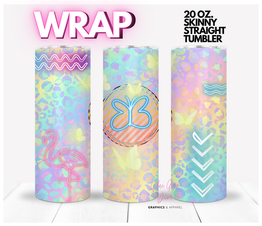 Neon Summer - Digital tumbler wrap for 20 oz skinny straight tumbler