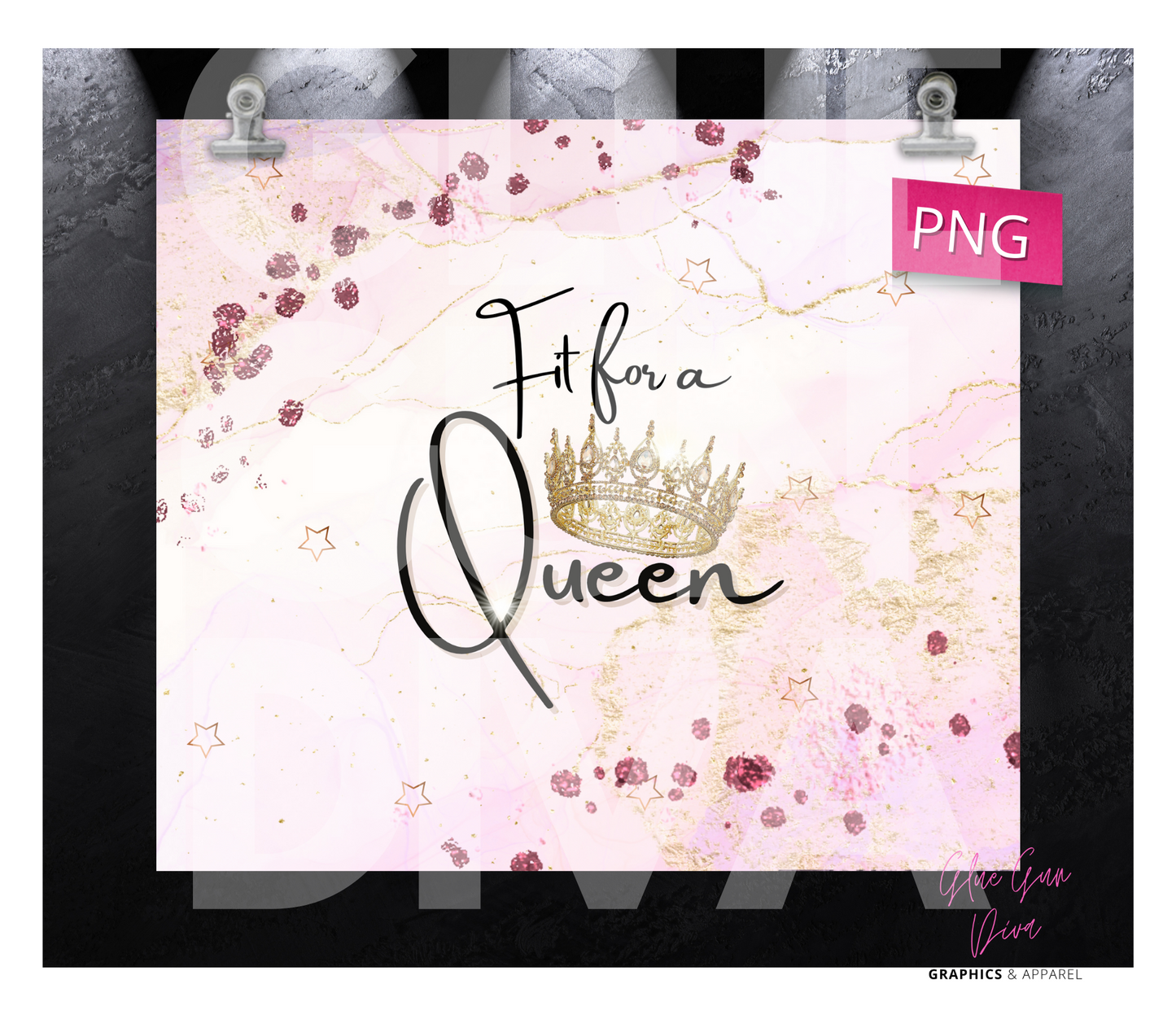 Fit for a Queen -  Digital tumbler wrap for 20 oz skinny straight tumbler