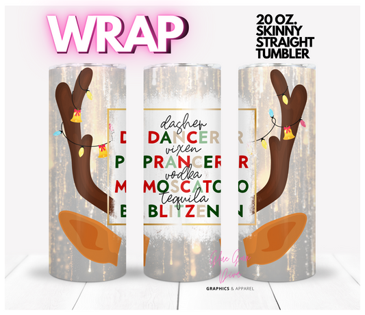 Reindeers - Digital tumbler wrap for 20 oz skinny straight tumbler