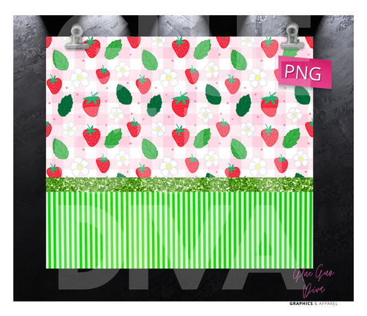 Fun with Strawberries-   Digital tumbler wrap for 20 oz skinny straight tumbler