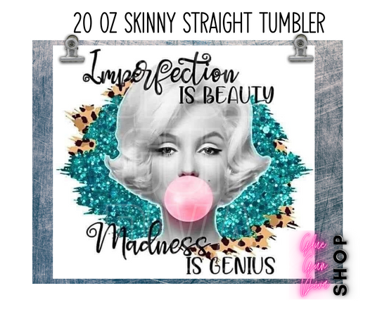 Marilyn Monroe Bubble Gum Genius handmade Tumbler