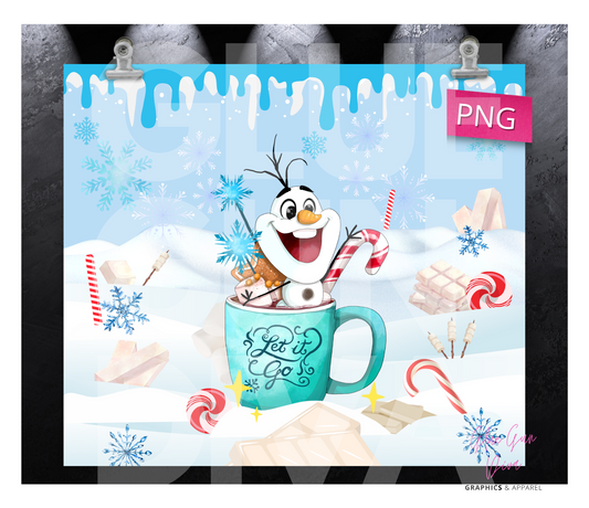 Olaf Let if go Cocoa Mug - Digital tumbler wrap for 20 oz skinny straight tumbler