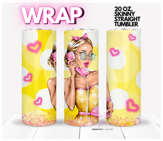 Phone Talk Blonde - Digital tumbler wrap for 20 oz skinny straight tumbler
