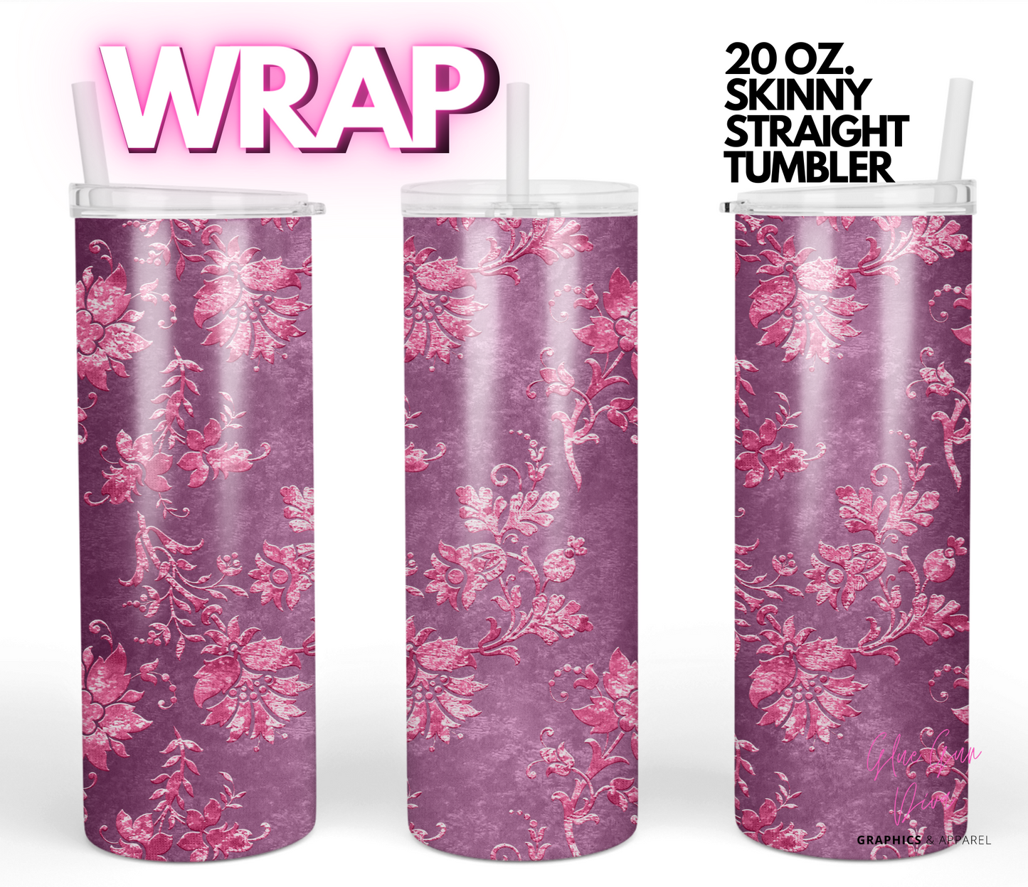 Purple Velvet-   Digital tumbler wrap for 20 oz skinny straight tumbler