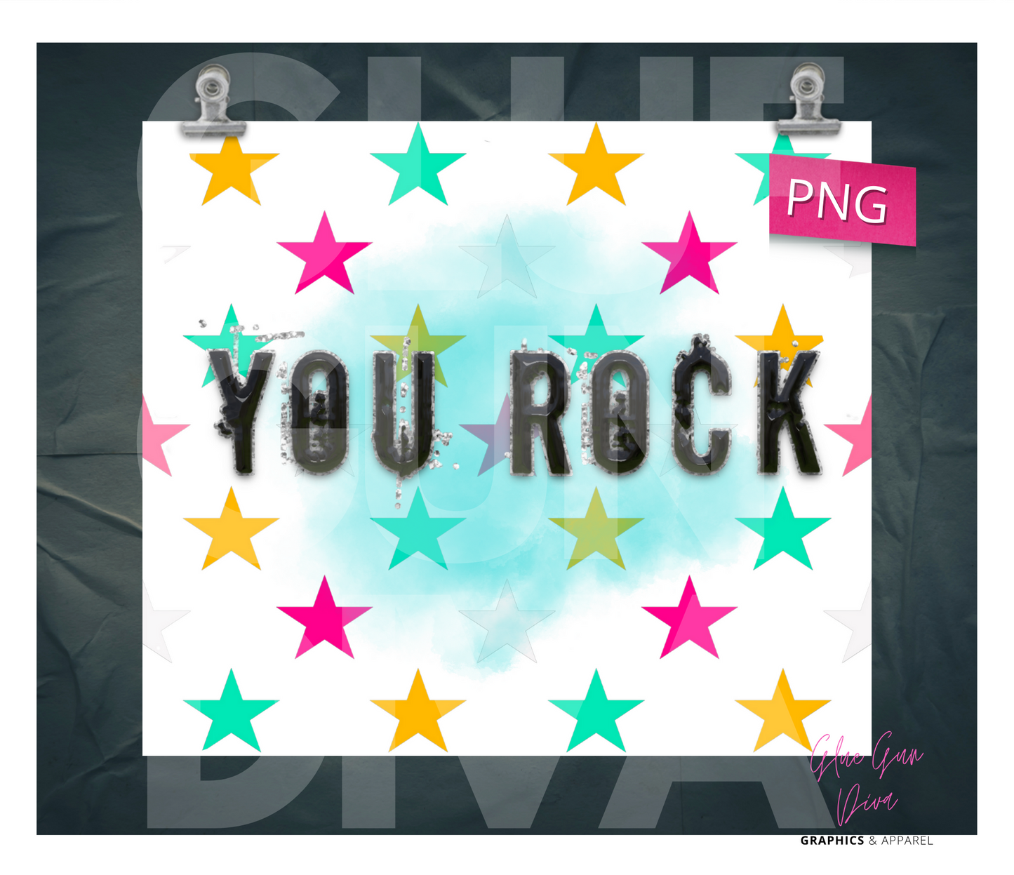 You Rock -Digital tumbler wrap for 20 oz skinny straight tumbler