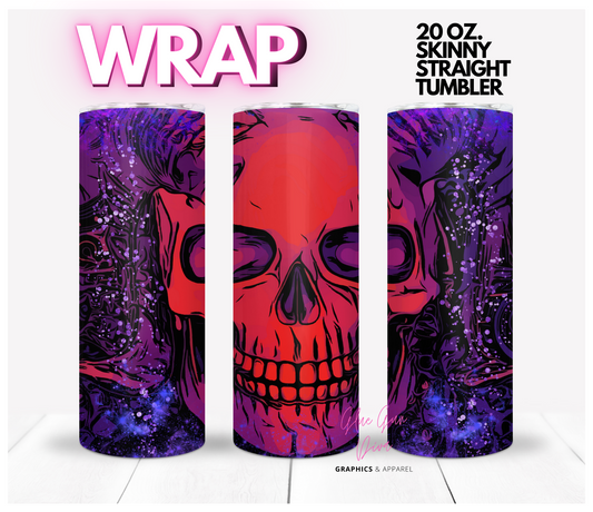 Purple Skull - Digital tumbler wrap for 20 oz skinny straight tumbler