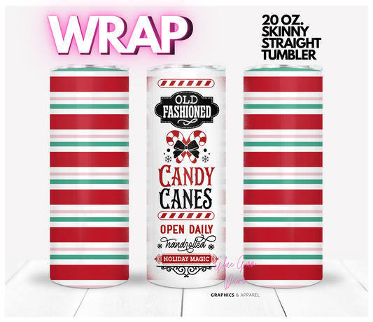 Old Fashioned Candy Canes - Digital tumbler wrap for 20 oz skinny straight tumbler