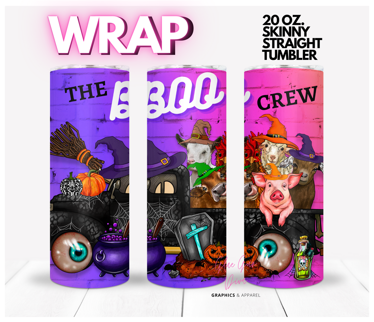 The Boo Crew-  Digital tumbler wrap for 20 oz skinny straight tumbler