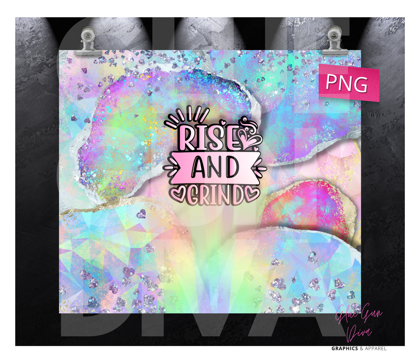 Rise and Grind - Digital tumbler wrap for 20 oz skinny straight tumbler