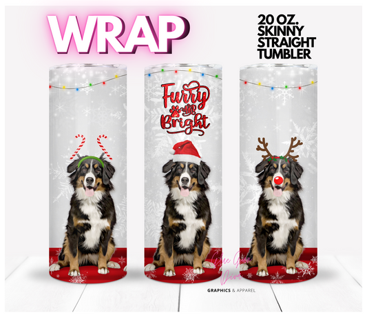 Bernese Mountain Dog furry and bright- Digital tumbler wrap for 20 oz skinny straight tumbler