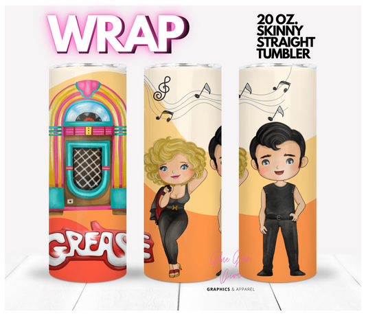 Danny and Sandy Grease -  Digital tumbler wrap for 20 oz skinny straight tumbler