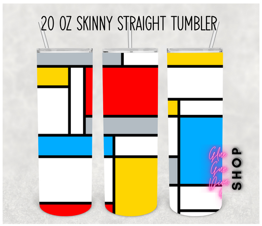 GEOMETRIC MONDRIAN inspired shapes Bright Colors sublimation Insulated Tumbler