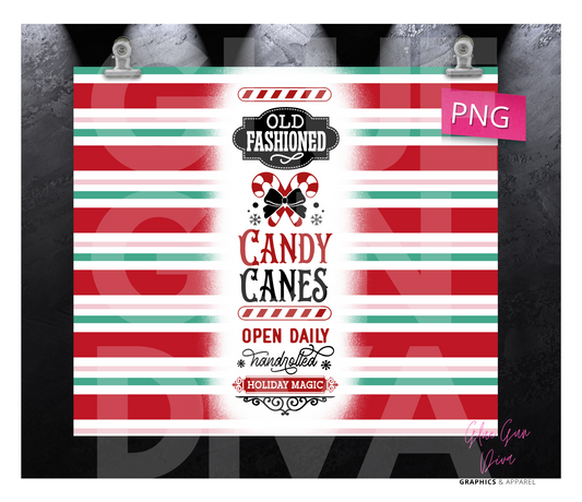 Old Fashioned Candy Canes - Digital tumbler wrap for 20 oz skinny straight tumbler