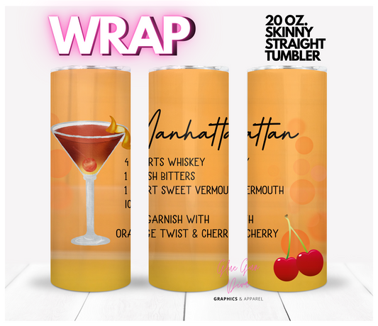 Manhattan- Digital tumbler wrap for 20 oz skinny straight tumbler