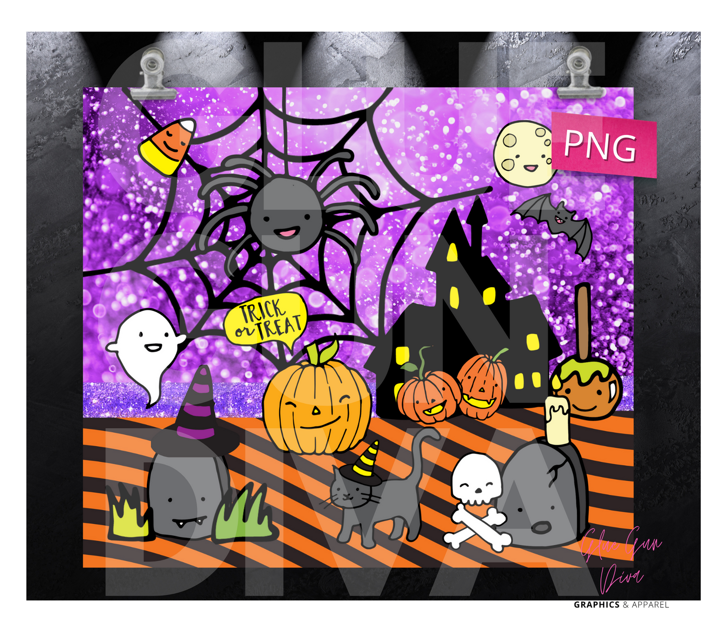 Cute Halloween -  Digital tumbler wrap for 20 oz skinny straight tumbler