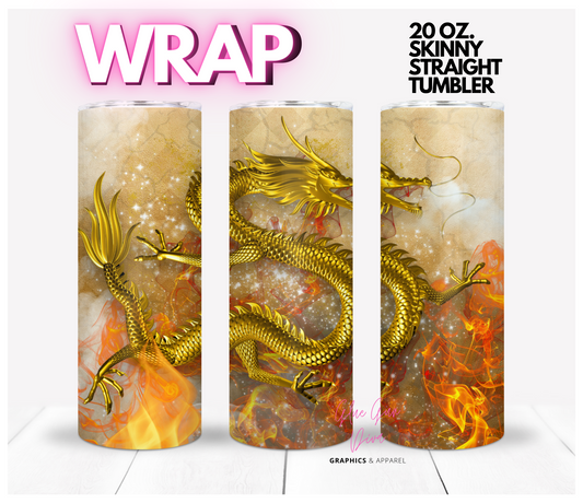 Golden Dragon  - Digital tumbler wrap for 20 oz skinny straight tumbler