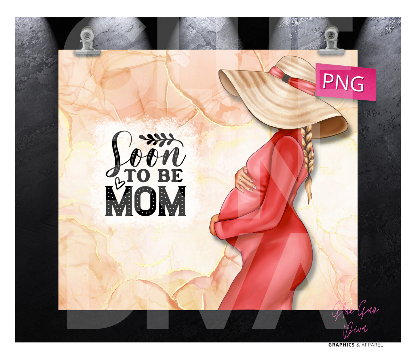 Soon to be Mom 2-  Digital tumbler wrap for 20 oz skinny straight tumbler