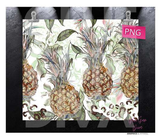 Exotic Pineapples-   Digital tumbler wrap for 20 oz skinny straight tumbler