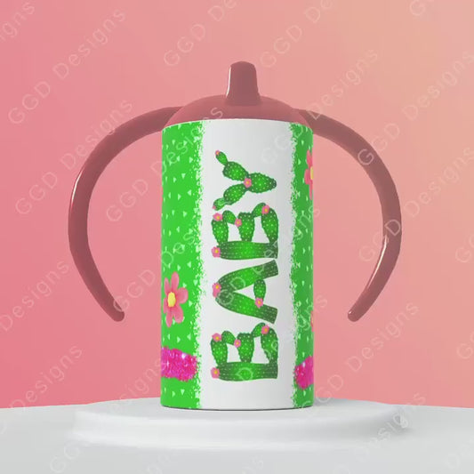 Baby and Succulents- Digital Sippy Cup Wrap for kid's cups 12 oz