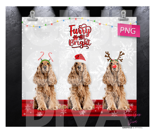 Cocker Spaniel furry and bright- Digital tumbler wrap for 20 oz skinny straight tumbler