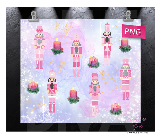 Pink Nutcrackers - Digital tumbler wrap for 20 oz skinny straight tumbler