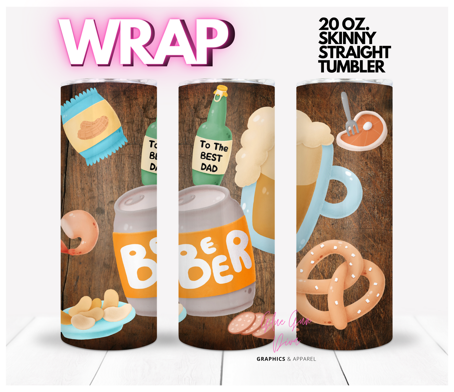 To the Best Dad- Digital tumbler wrap for 20 oz skinny straight tumbler