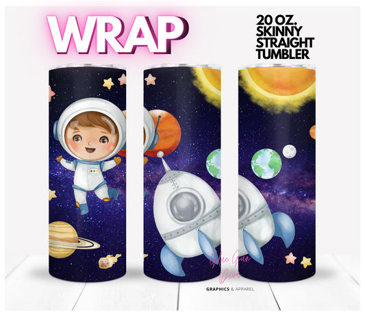 Boy Astronaut- Digital tumbler wrap for 20 oz skinny straight tumbler