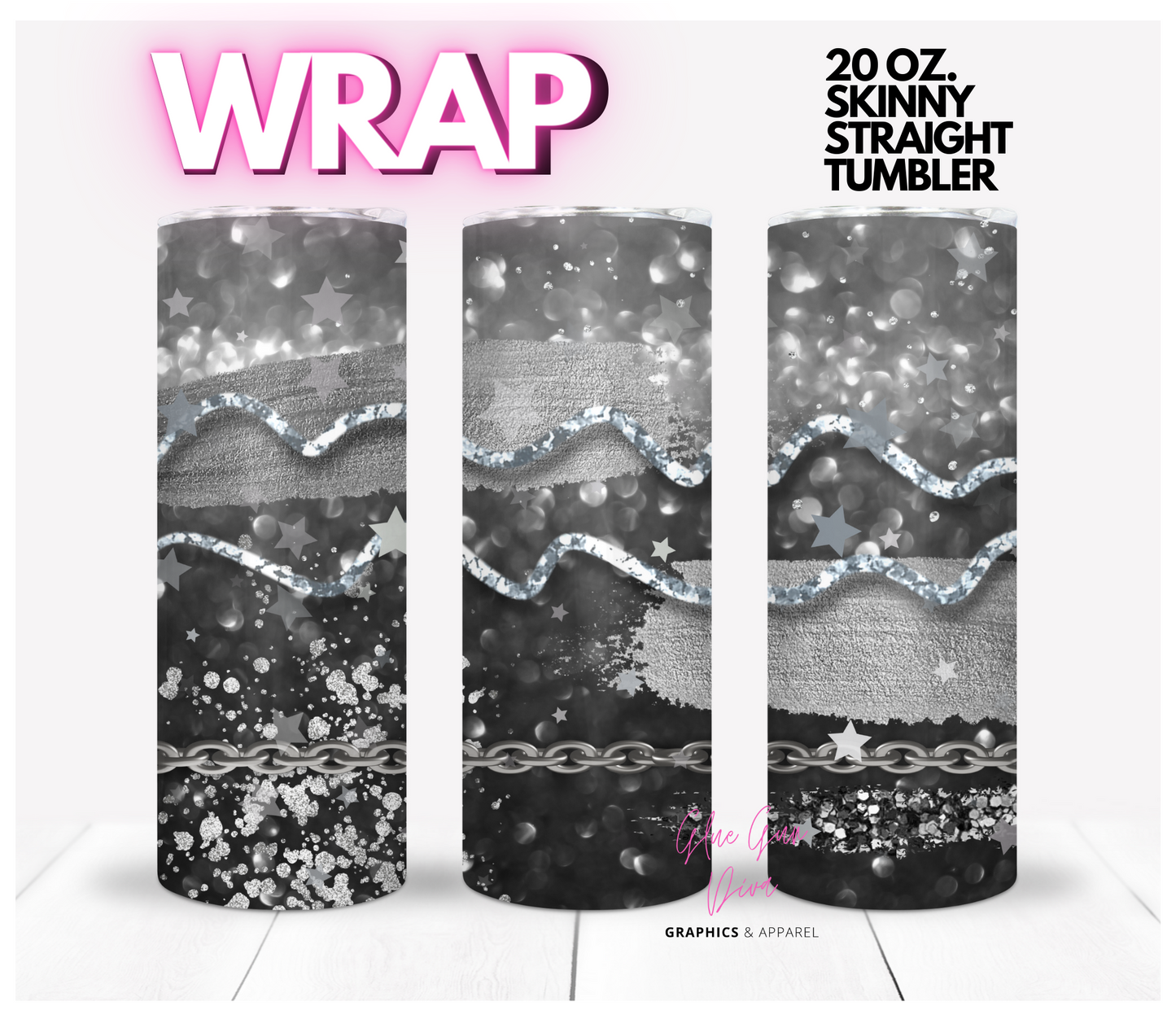 Twisted Sliver   Digital tumbler wrap for 20 oz skinny straight tumbler