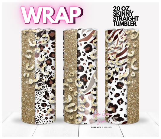 Gold Leopard Print - Digital tumbler wrap for 20 oz skinny straight tumbler