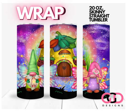 Fantasy Gnomes -Digital tumbler wrap for 20 oz skinny straight tumbler