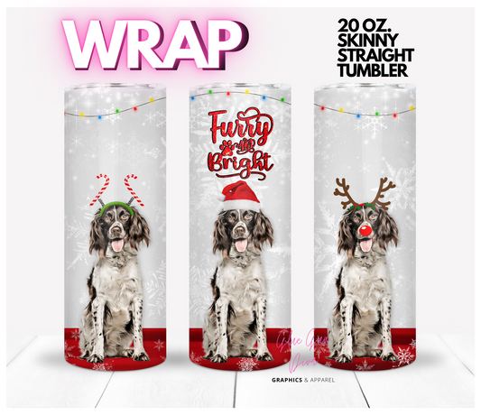 English Springer Spaniel furry and bright - Digital tumbler wrap for 20 oz skinny straight tumbler